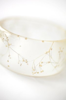 Resin bangle -Bridal Bracelet -White wedding jewelry